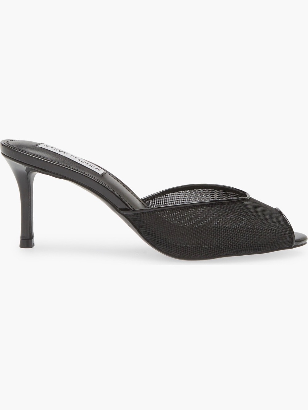 Steve Madden Black Peep Toe Mesh Mule Heels - Picture 2 of 2